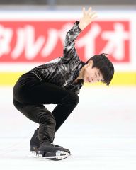 フリーの演技を披露する松本悠輝（帯広出身、大賀章好撮影）