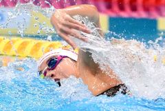 【女子４００メートル自由形】力強く泳ぐ蝦名愛梨（大賀章好撮影）