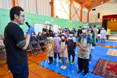 幕別途別小学校でもちつき（金野和彦撮影）