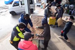 豆まかナイトで使用する大豆の選別作業を進めるＪＡ本別町や商工会の青年部ら実行委メンバー