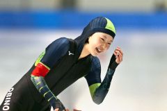 【スプリント女子500メートル2回目】滑り終えて笑顔を見せる帯農の今井千陽