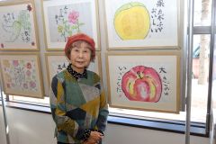 池田郵便局で絵手紙「青空」の作品展 2